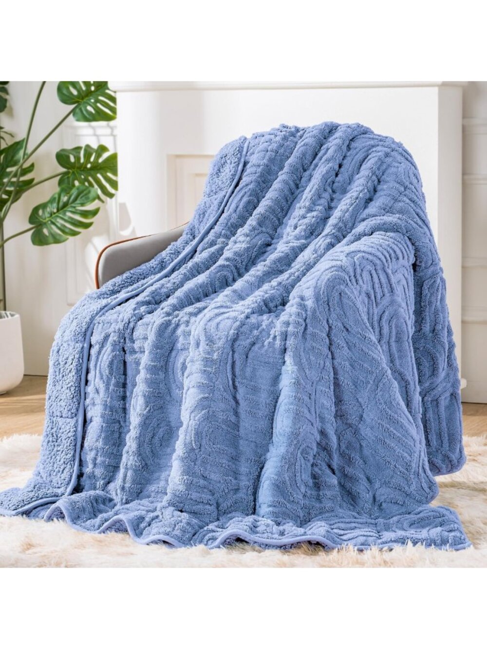 Cozy Dual-Sided Sherpa Fleece Weighted Blanket, 60"x80", 15lbs for Adults
